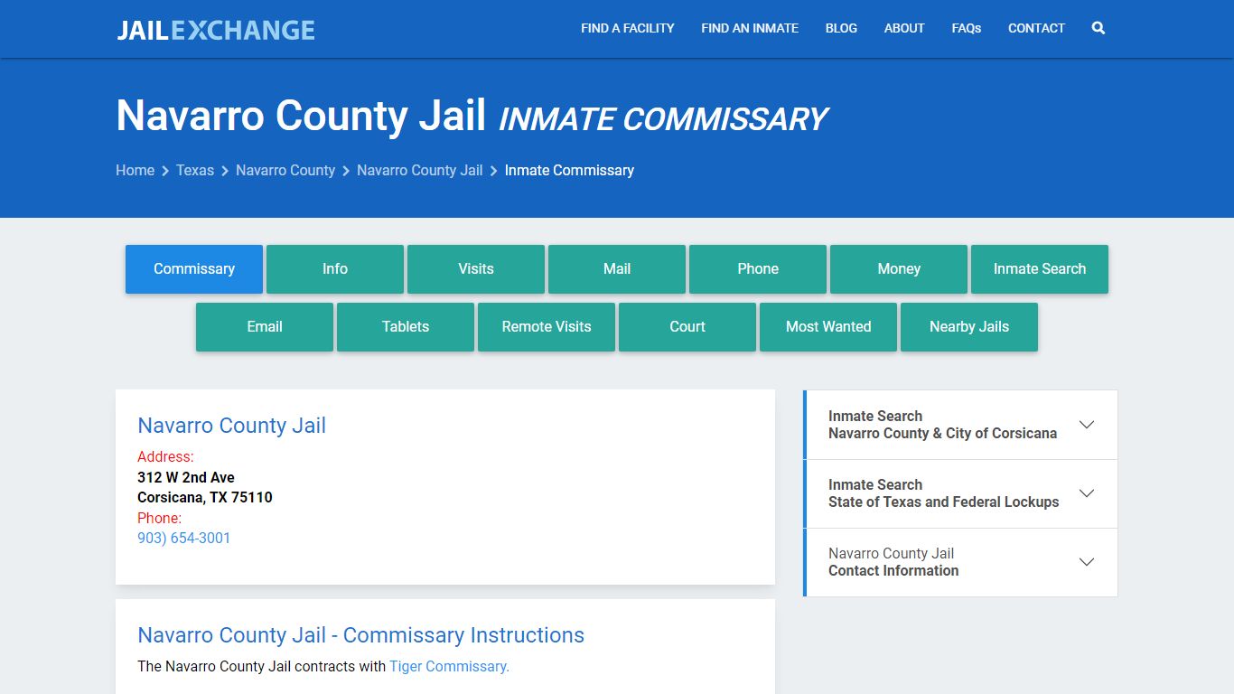 Inmate Commissary, Care Packs - Navarro County Jail, TX